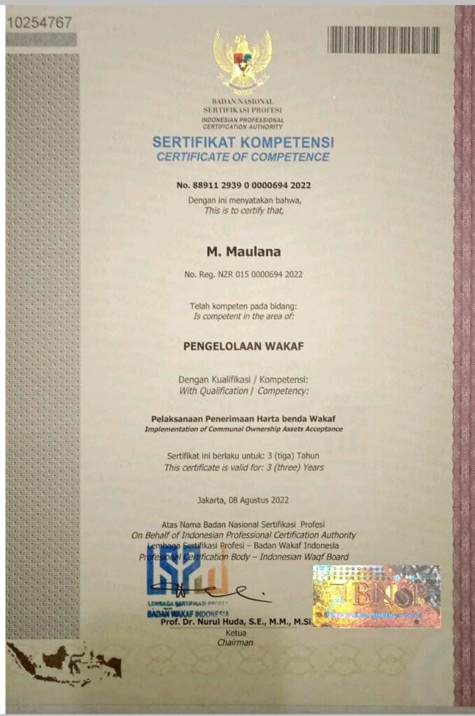 Sertifikat Pak Maulana